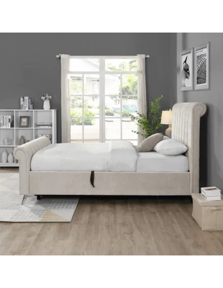 Carlow Side Gas Lift Bedframe - Beige | Murphy Furniture