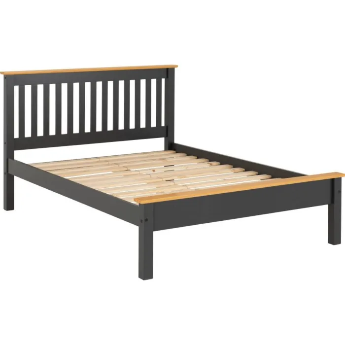 Monaco 4FT6 Low End Bed - Grey/Oak Effect | Murphy Furniture