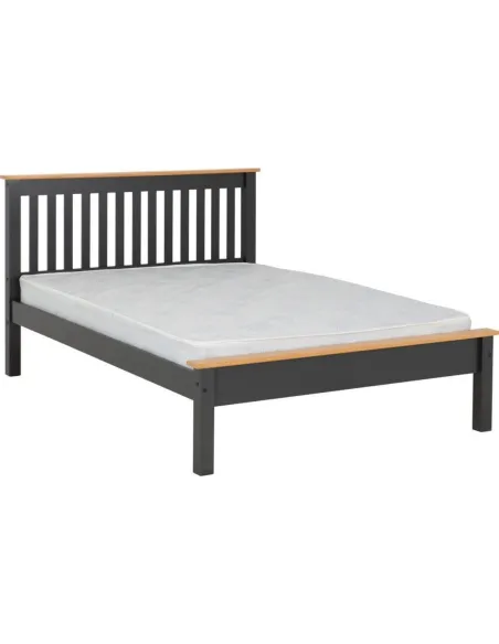 Monaco 4FT6 Low End Bed - Grey/Oak Effect | Murphy Furniture