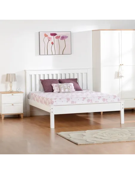 Monaco 4ft6 Low End Bed Set - White (Bed | Murphy Furniture