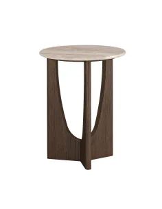 Haiden Round Side Table with Travertine | Murphy Furniture