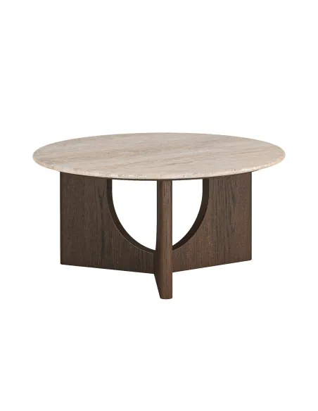 Haiden Round Coffee Table with Travertin | Murphy Furniture