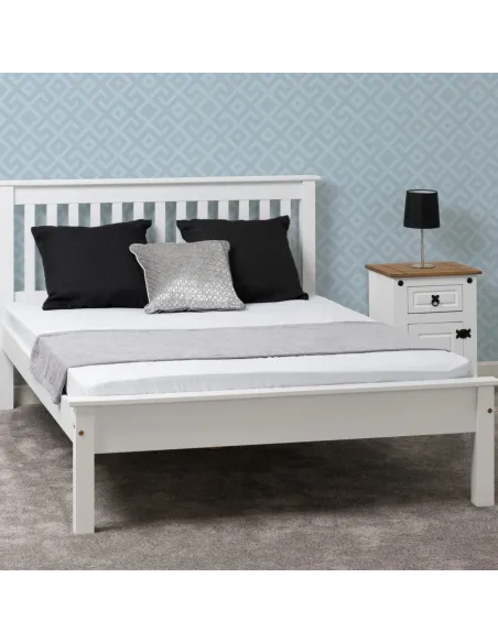 Monaco 5ft Low End Bed Set - White (Bed | Murphy Furniture
