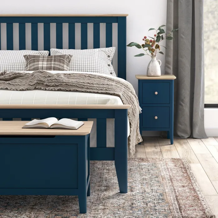 Marlow Narrow Bedside Locker - Navy