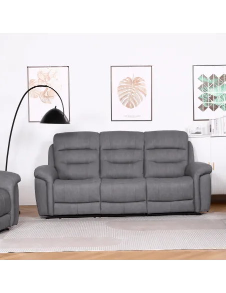 Lucas 3 Seater Manual Recliner - Grey | Murphy Furniture