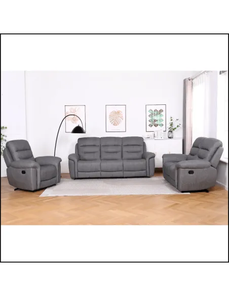 Lucas 3 Seater Manual Recliner - Grey | Murphy Furniture