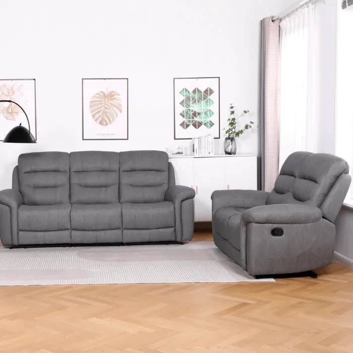 Lucas 2 Seater Manual Recliner - Grey | Murphy Furniture