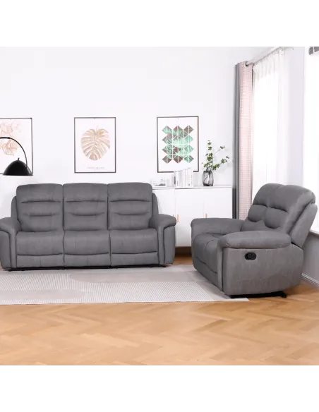 Lucas 2 Seater Manual Recliner - Grey | Murphy Furniture