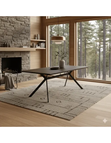 Rochelle 2m Fixed Dining Table - Black | Murphy Furniture