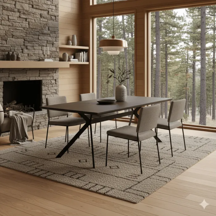 Rochelle 2m Fixed Dining Table - Black | Murphy Furniture