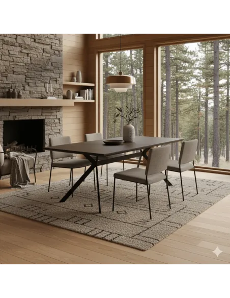 Rochelle 2m Fixed Dining Table - Black | Murphy Furniture