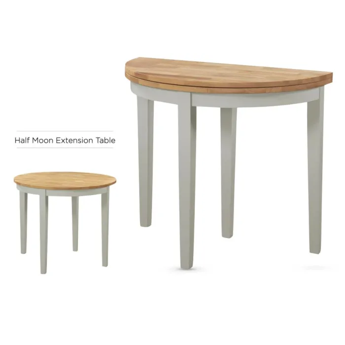 Altona Half Moon Console Table - Stone Grey/Light Oak
