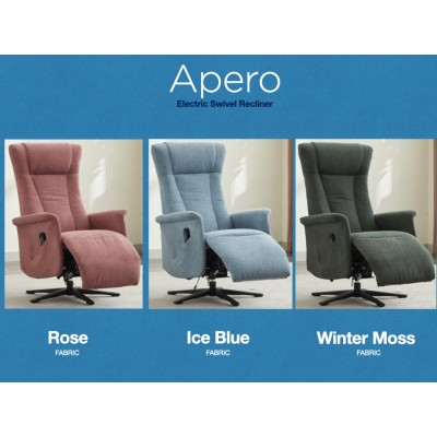 Apero Swivel Dual Motor Electric Recliner - Ice Blue