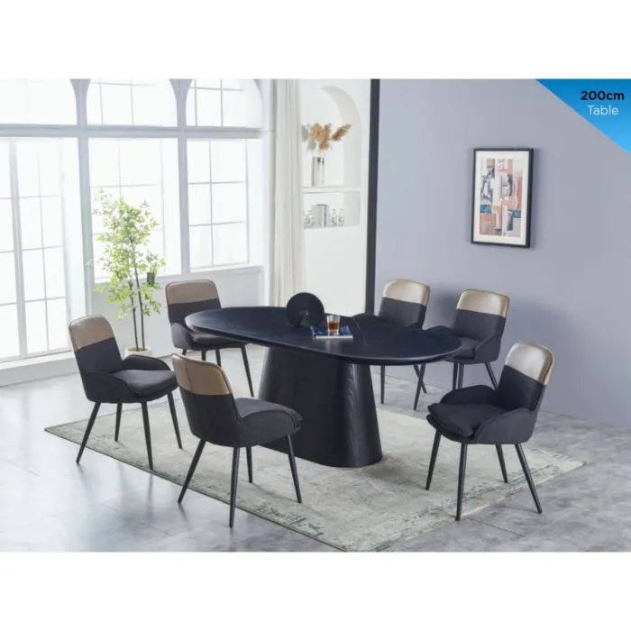 Calgary 2m Dining Table - Black Top