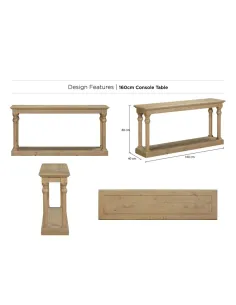 Chateau 160cm Console Table - Rustic 2