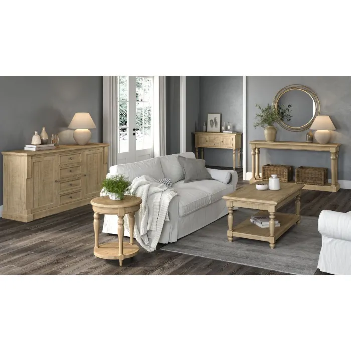 Chateau Round Side Table - Rustic