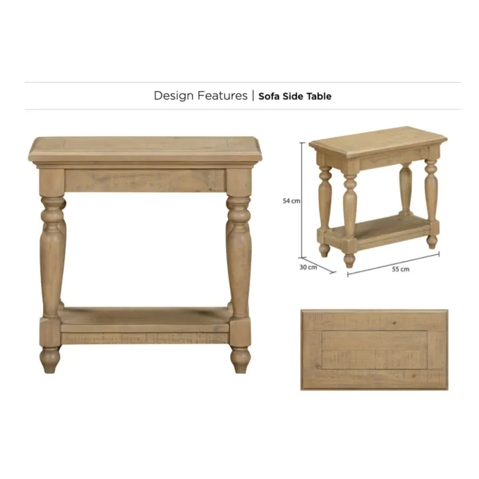 Chateau Sofa SideTable - Rustic