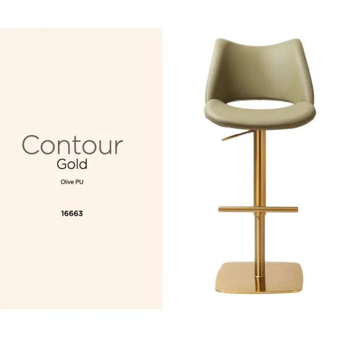 Contour Barstool - Gold/Olive PU