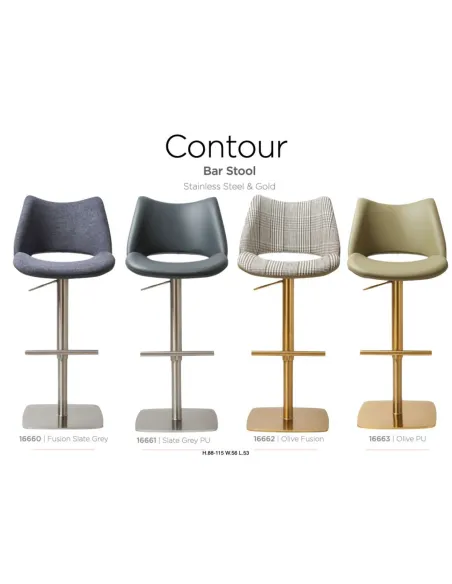 Contour Barstool - Gold/Olive PU