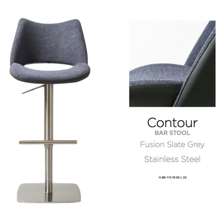 Contour Barstool - Stainless Steel Fusion/Slate Grey