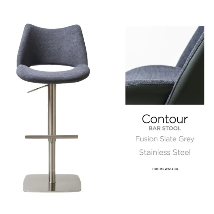 Contour Barstool - Stainless Steel Fusion/Slate Grey