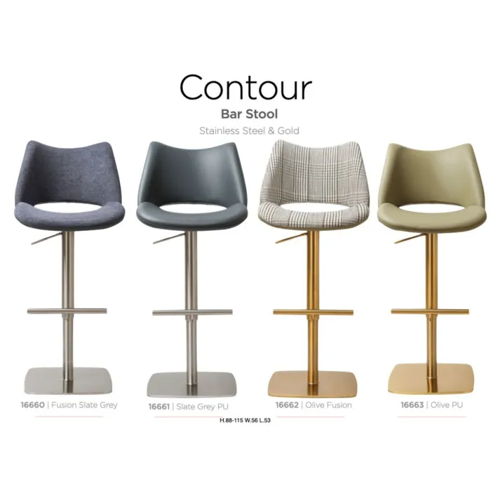 Contour Barstool - Stainless Steel Fusion/Slate Grey