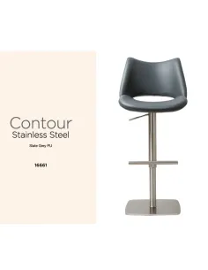 Contour Barstool - Stainless Steel/Slate Grey PU 2