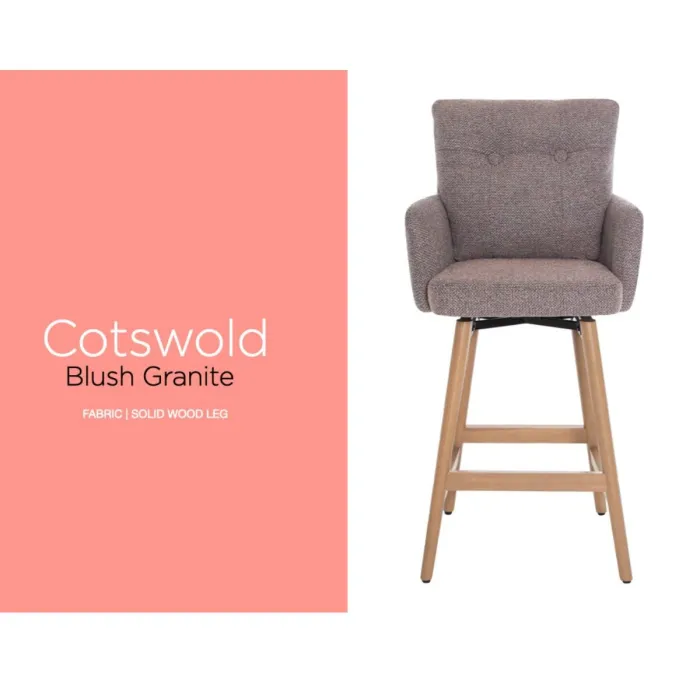 Cotswold Fabric Counter Stool - Blush Granite