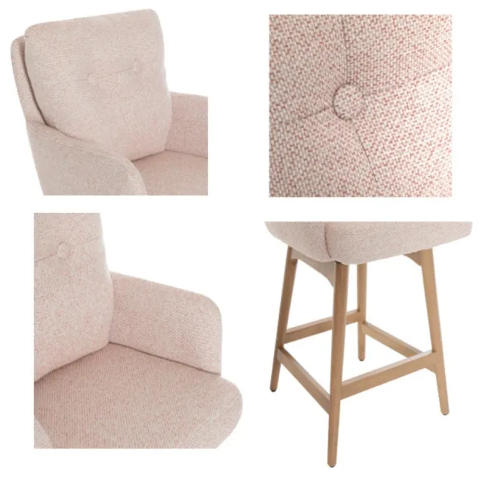 Cotswold Fabric Counter Stool - Blush Pink