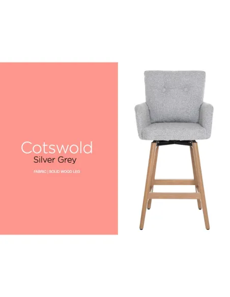 Cotswold Fabric Counter Stool - Silver Grey
