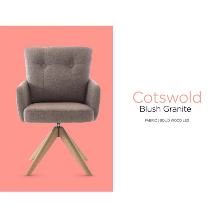 Cotswold Fabric Dining Chair - Blush Granite