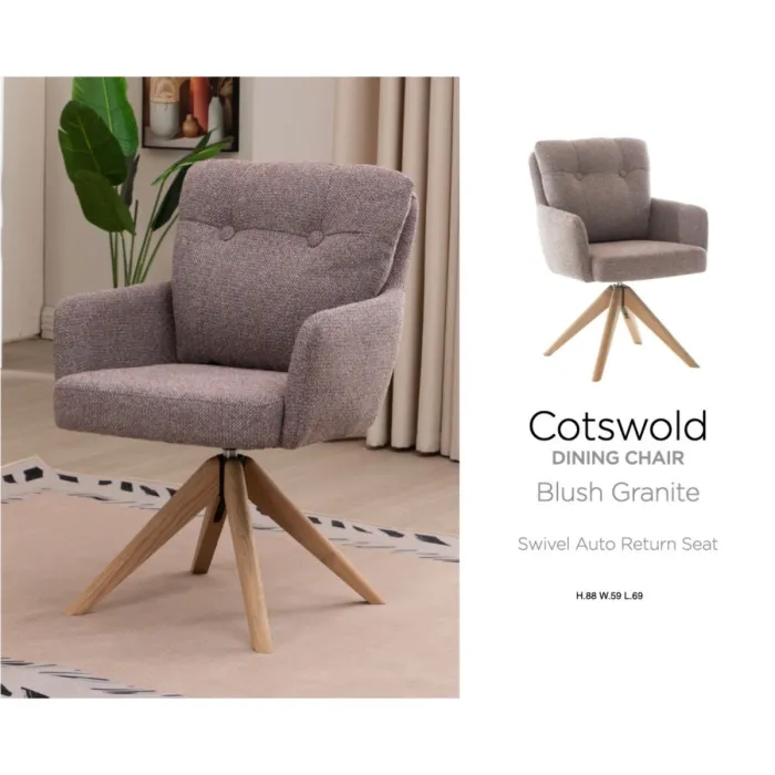 Cotswold Fabric Dining Chair - Blush Granite