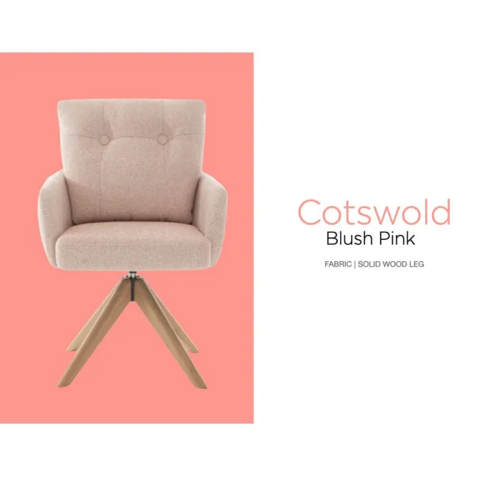 Cotswold Fabric Dining Chair - Blush Pink
