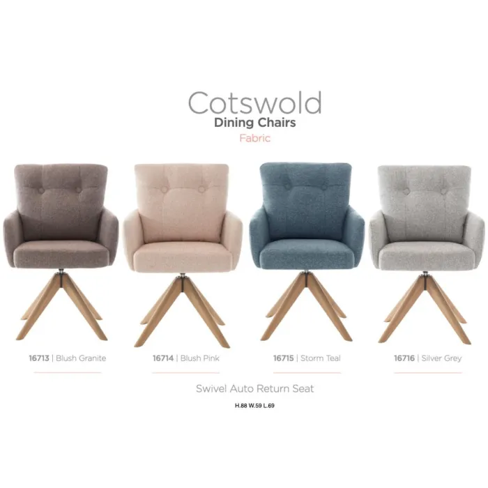 Cotswold Fabric Dining Chair - Blush Pink