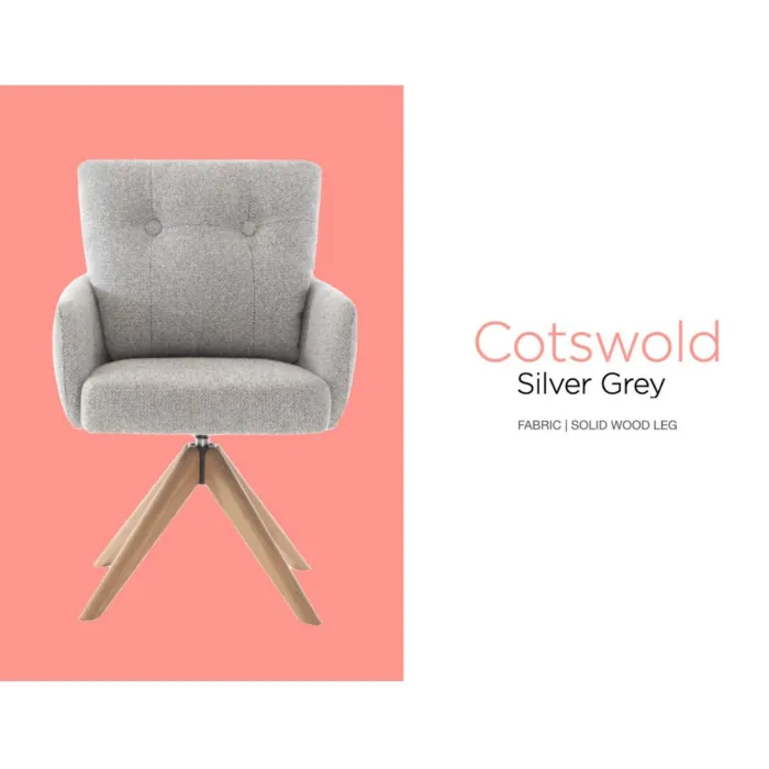 Cotswold Fabric Dining Chair - Silver Grey