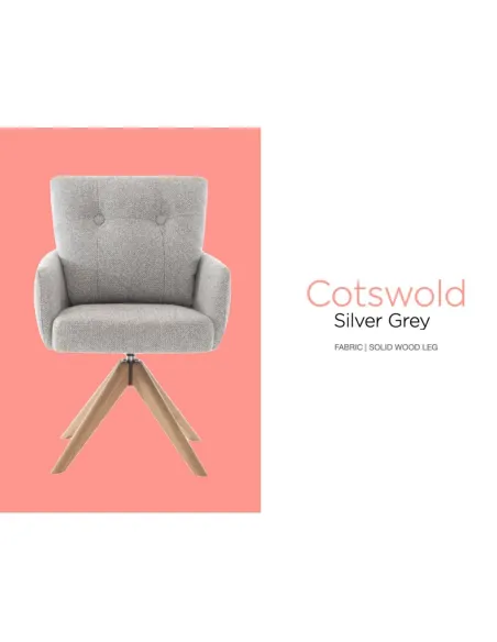 Cotswold Fabric Dining Chair - Silver Grey