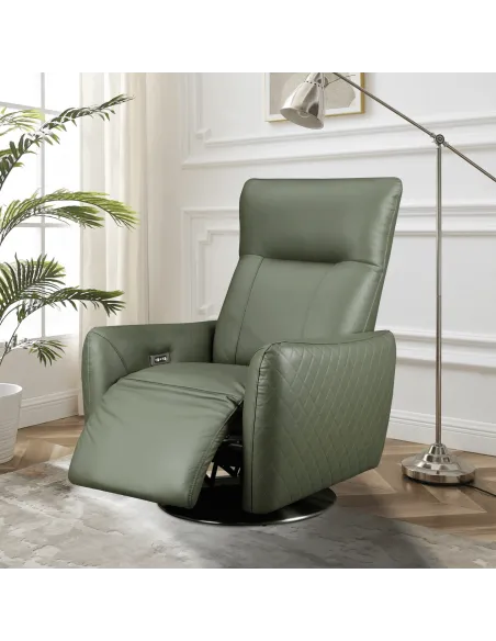 Monti Electric Armchair - Green Leather | Murphy Furniture