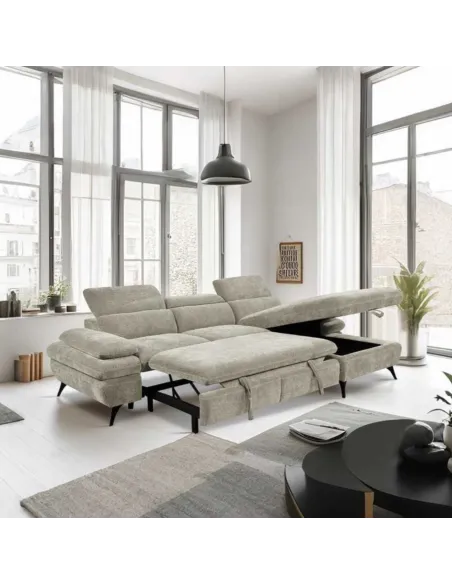 Hannah RHF Chaise Sofabed - Cream | Murphy Furniture