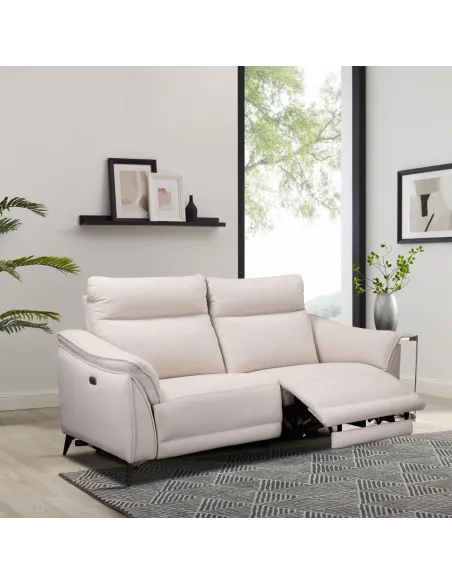 Austin Electric 3 Seater Sofa - White Fa | Murphy Furniture