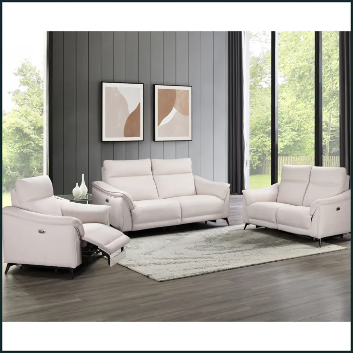 Austin Electric 3 Seater Sofa - White Fa | Murphy Furniture
