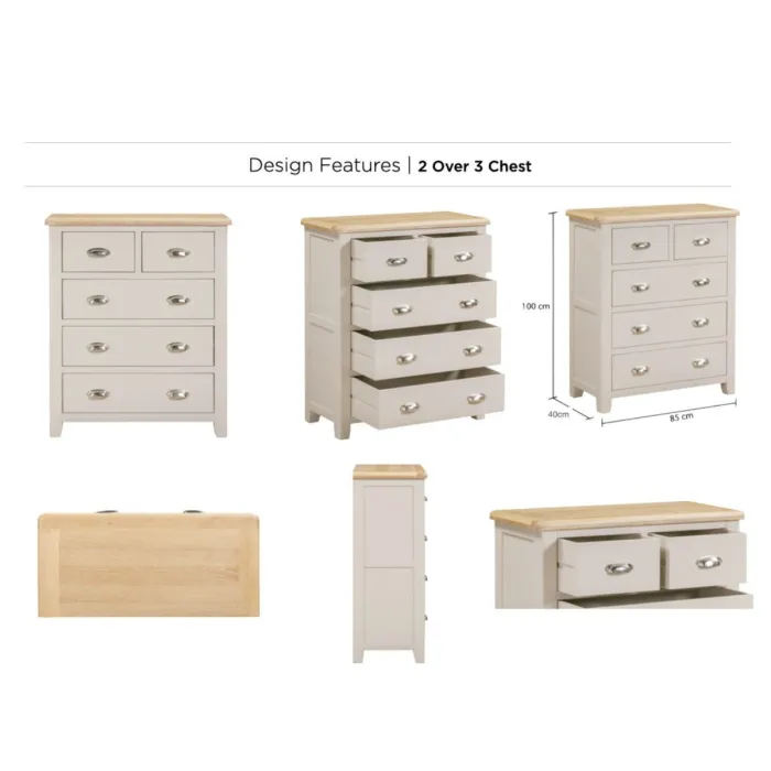 Windermere 2+3 Drawer Chest - Oyster Grey