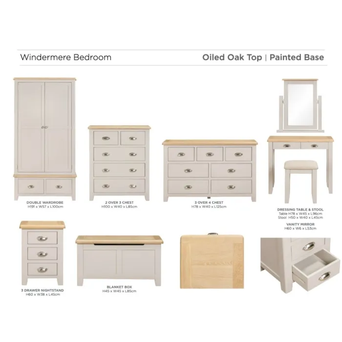 Windermere 2+3 Drawer Chest - Oyster Grey