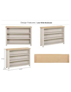 Windermere Wide Low Bookcase - Oyster Grey 2