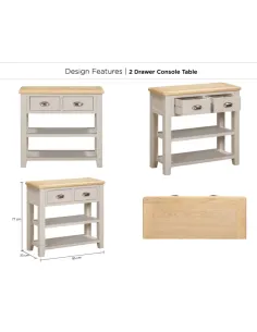 Windermere 2 Drawer Console Table - Oyster Grey 2