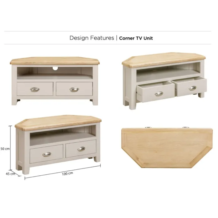 Windermere Corner TV Unit - Oyster Grey