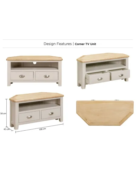 Windermere Corner TV Unit - Oyster Grey