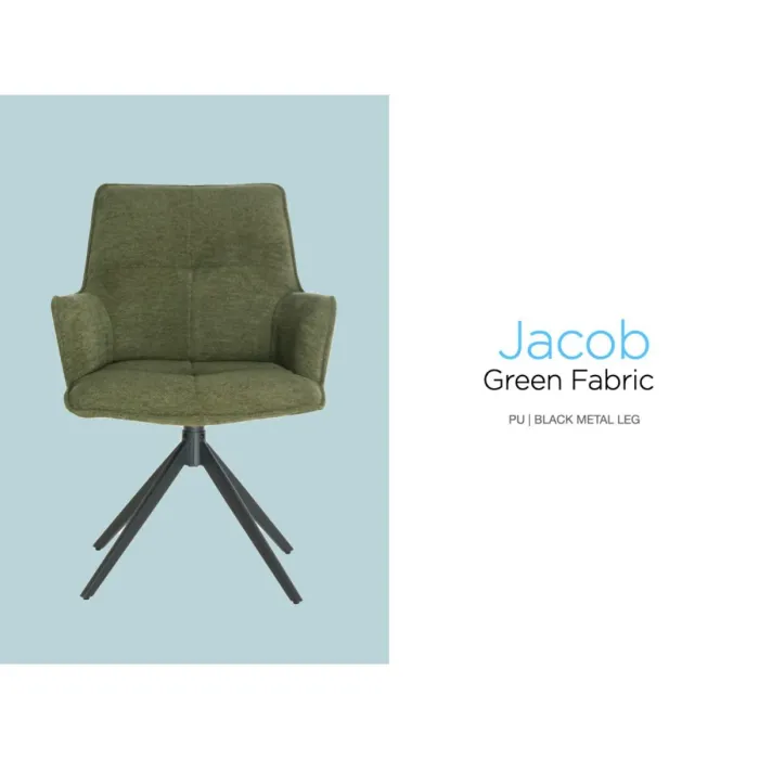 Jacob Dining Chair - Green Fabric