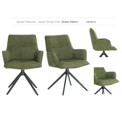 Jacob Dining Chair - Green Fabric
