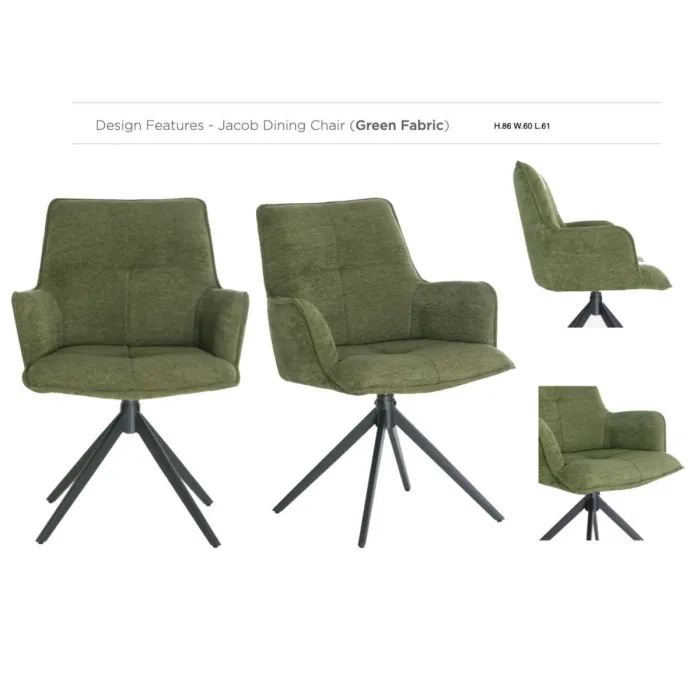 Jacob Dining Chair - Green Fabric