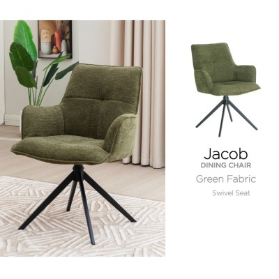 Jacob Dining Chair - Green Fabric